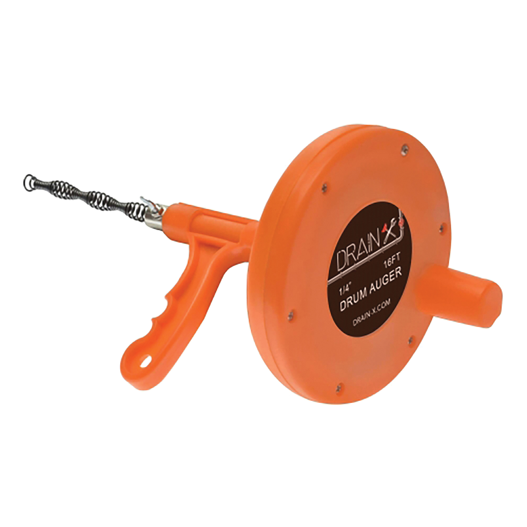 DrainX, Plumbing Snake Drain Auger, 16ft., Color Family Orange, Model# DRX-1001
